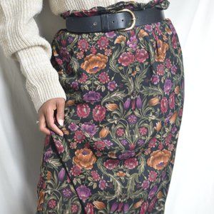Vintage Floral Midi Skirt